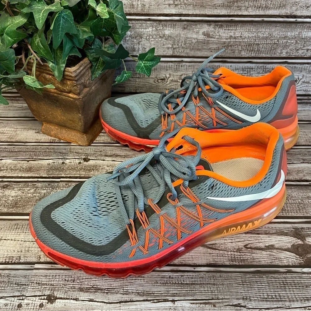 Nike AirMax Gray and Orange Running Shoe Mens Size 11
